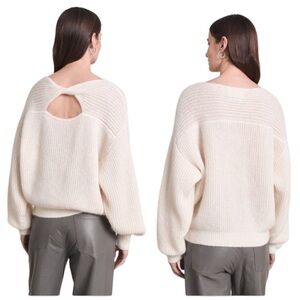 NEW ELEVEN SIX Emma Twist Detail Alpaca Blend Multi Wear Sweater Ivory
